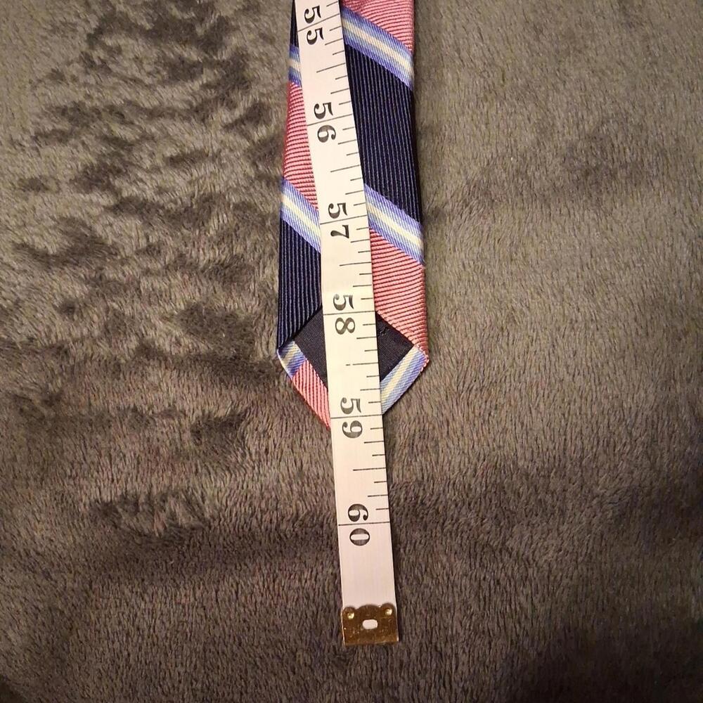 Brooks Brothers 346 Tie Pire Silk Navy Blue Pink Striped White Blue Made In USA - Picture 5 of 5